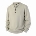 thumbnail image 1 of JIA JIA SHUANG Men's Long Sleeve Shirt Lightweight Round Neck Fleece Lined Pullover Quarter Zip Sweatshirts Casual Outdoor Top, 1 of 7