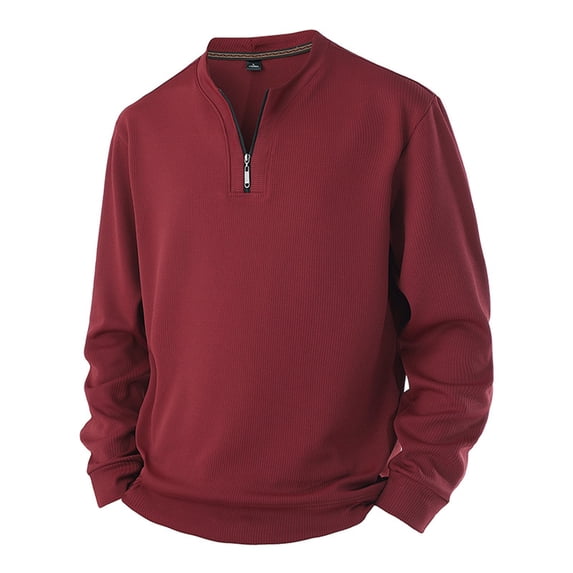 JIA JIA SHUANG Men's Long Sleeve Shirt Lightweight Round Neck Fleece Lined Pullover Quarter Zip Sweatshirts Casual Outdoor Top