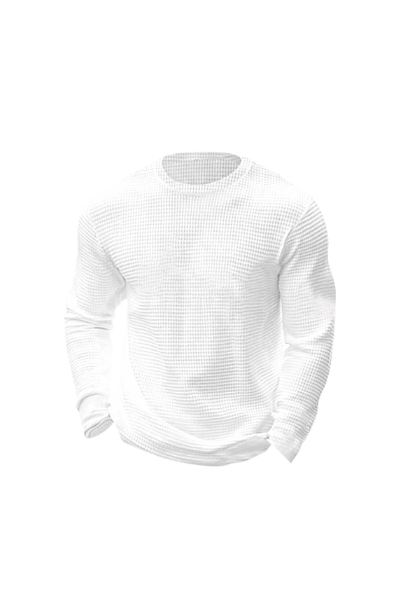 Men's Long Sleeve Shirts Crew Neck Thermal Tops Casual Textured Pullover Lightweight Regular Fit Undershirts