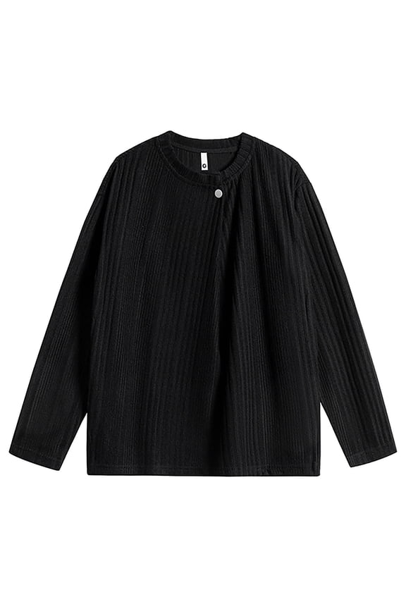 Men's Long Sleeve Sweatshirts Vintage Solid Color Button Crew Neck Pullover Casual Fall Winter Oversized Top