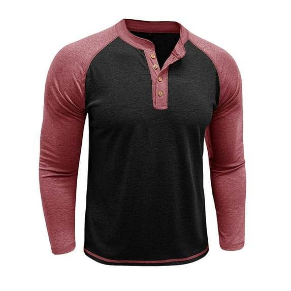 JIA JIA SHUANG Men's Long Sleeve Tops Quarter Button Crew Neck Pullover Lightweight Casual Henley Shirt Big and Tall