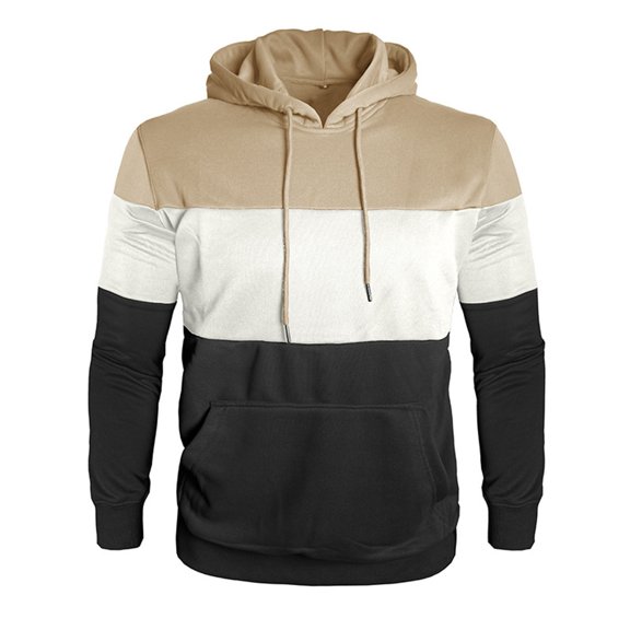 JIA JIA SHUANG Men's Pullover Hoodies Color Block Long Sleeve Drawstring Casual Sweatshirts with Pockets Outdoor Streetwear Top