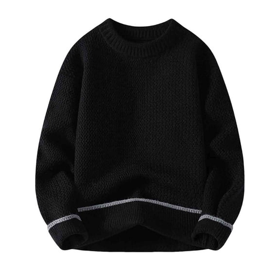 J J SHUANG Men's Pullover Sweater Crewneck Long Sleeve Sweatshirt Casual Stylish Solid Color Stretch Textured Knit clothes