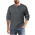 thumbnail image 1 of JIA JIA SHUANG Men's Quater Button Pullover Casual Long Sleeve Solid Color Textured Sweatshirts Fall Winter Cozy Thermal Top, 1 of 7