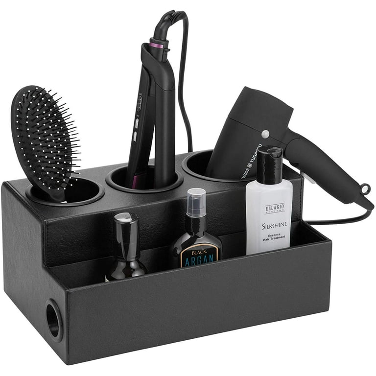 J JACKCUBE DESIGN Hair Tool Organizer Dryer Holder Hair Styling Accessories  Organizer Bathroom Storage Countertop with 3 Holes(Black) MK154C 