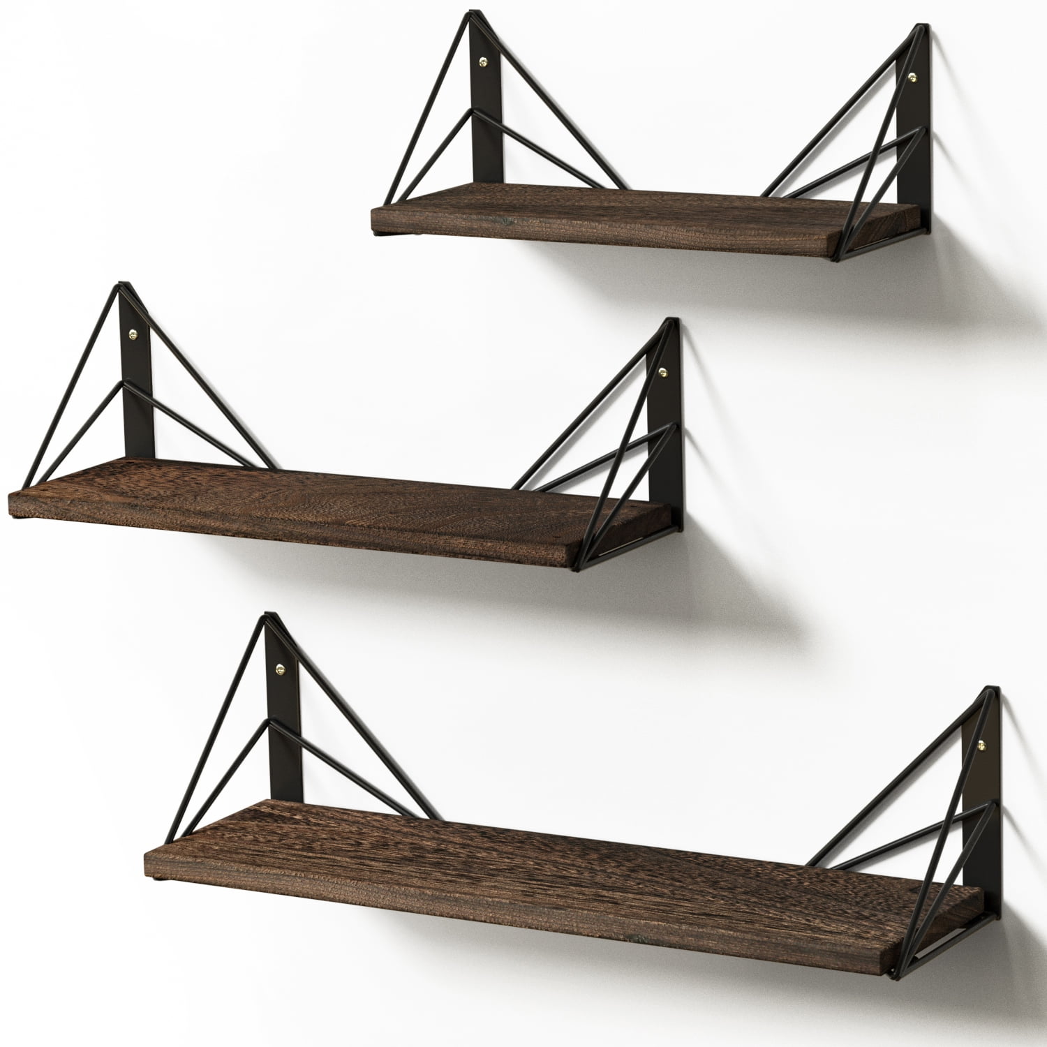 J JACKCUBE DESIGN Rustic Bathroom Wall Shelf Floating Shelves Wooden Storage Display Rack Decor for Bedroom, Kitchen - MK707A