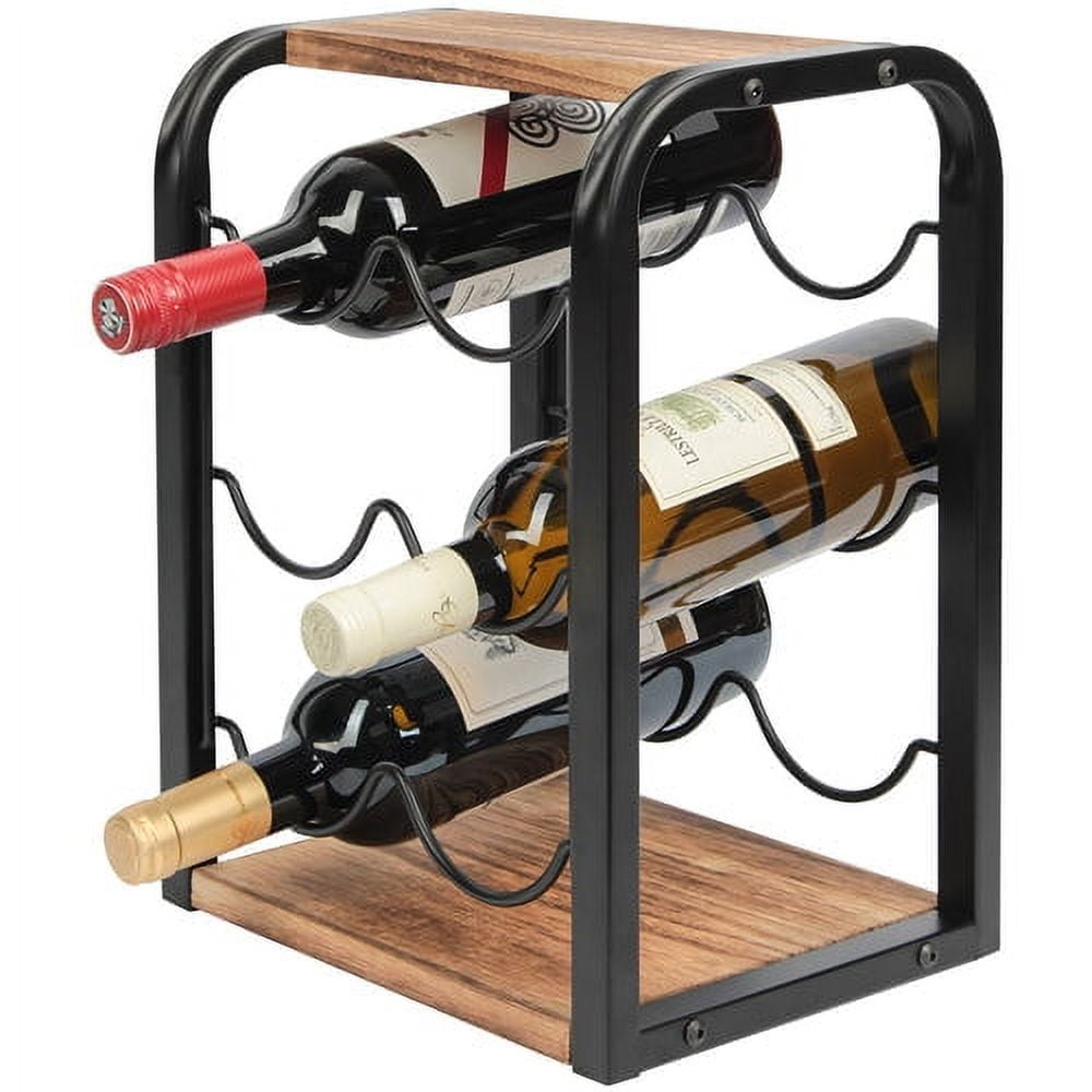 J JACKCUBE DESIGN Rustic Wood 6 Bottles Wine Rack for Countertop, 3