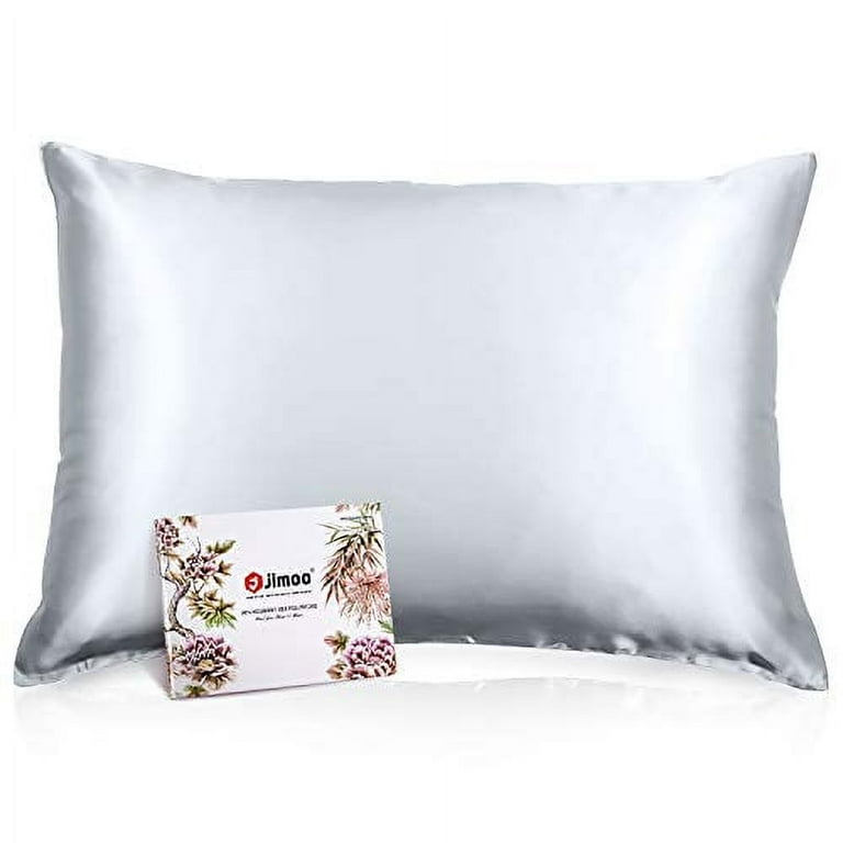 J JIMOO 100% Mulberry Silk Pillowcase for Hair and Skin, Both Sides 19 Momme  Pure Natural Silk Pillowcases Soft Breathable Standard 20''×26'', Silver  Grey 1 Pack 