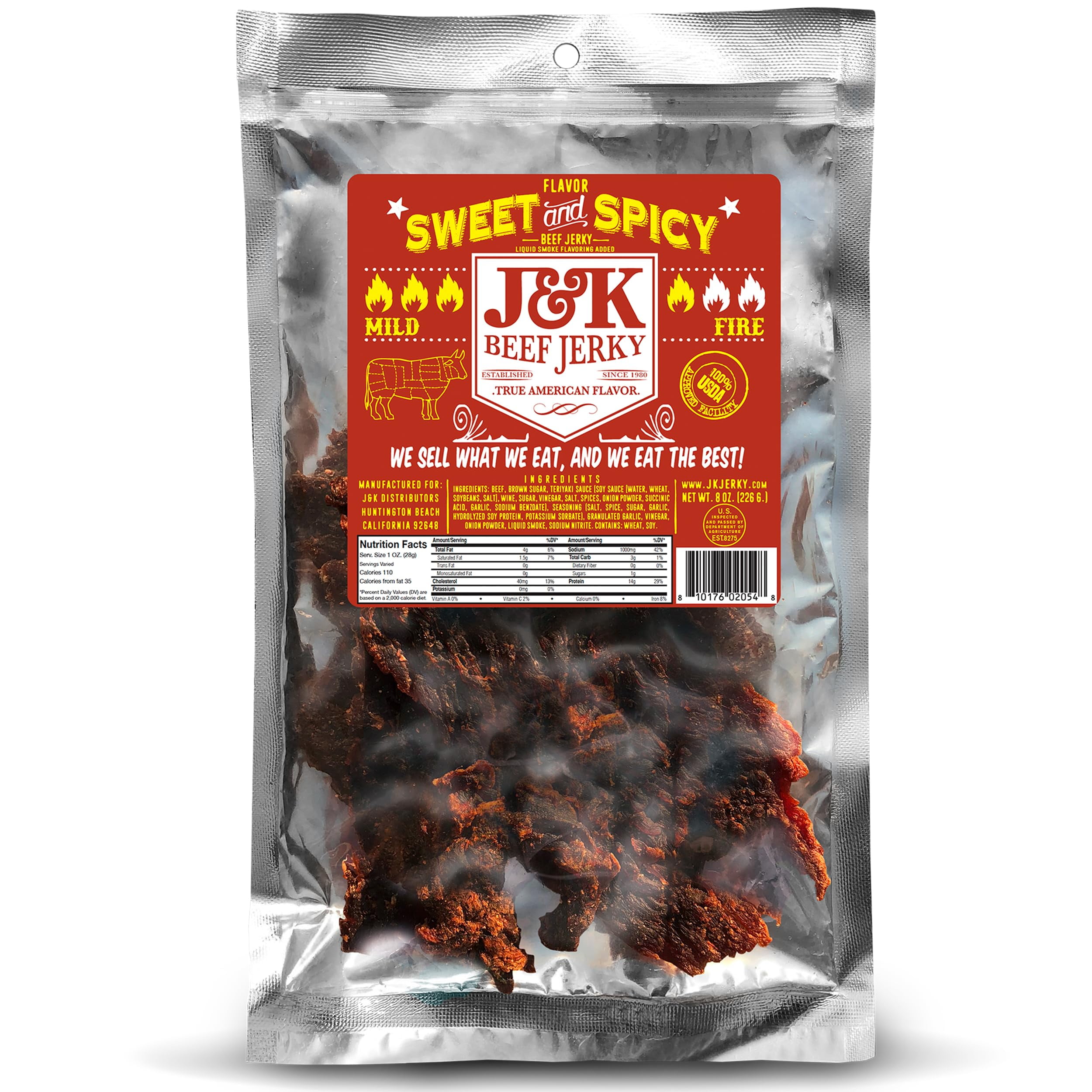 J&K Jerky Sweet and AIF4 Spicy Beef Jerky Hand Crafted Small Batch