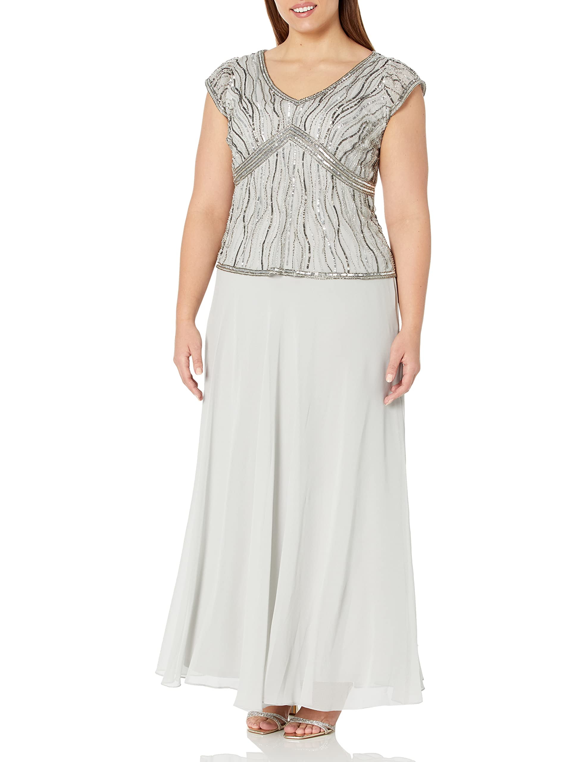 slim fit dress slacks pretty KIRA|Plus Size Sequin Cape Sleeve V-Neck Mother of the Bride Dr
