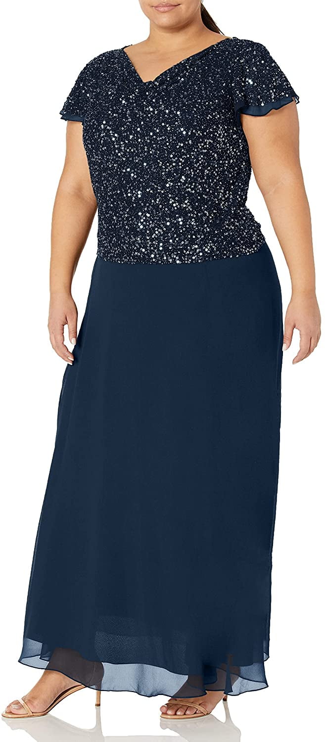 j kara flutter sleeve beaded dress Beaded Long Prom Dress with Short Sleeves Burgundy / XLarge