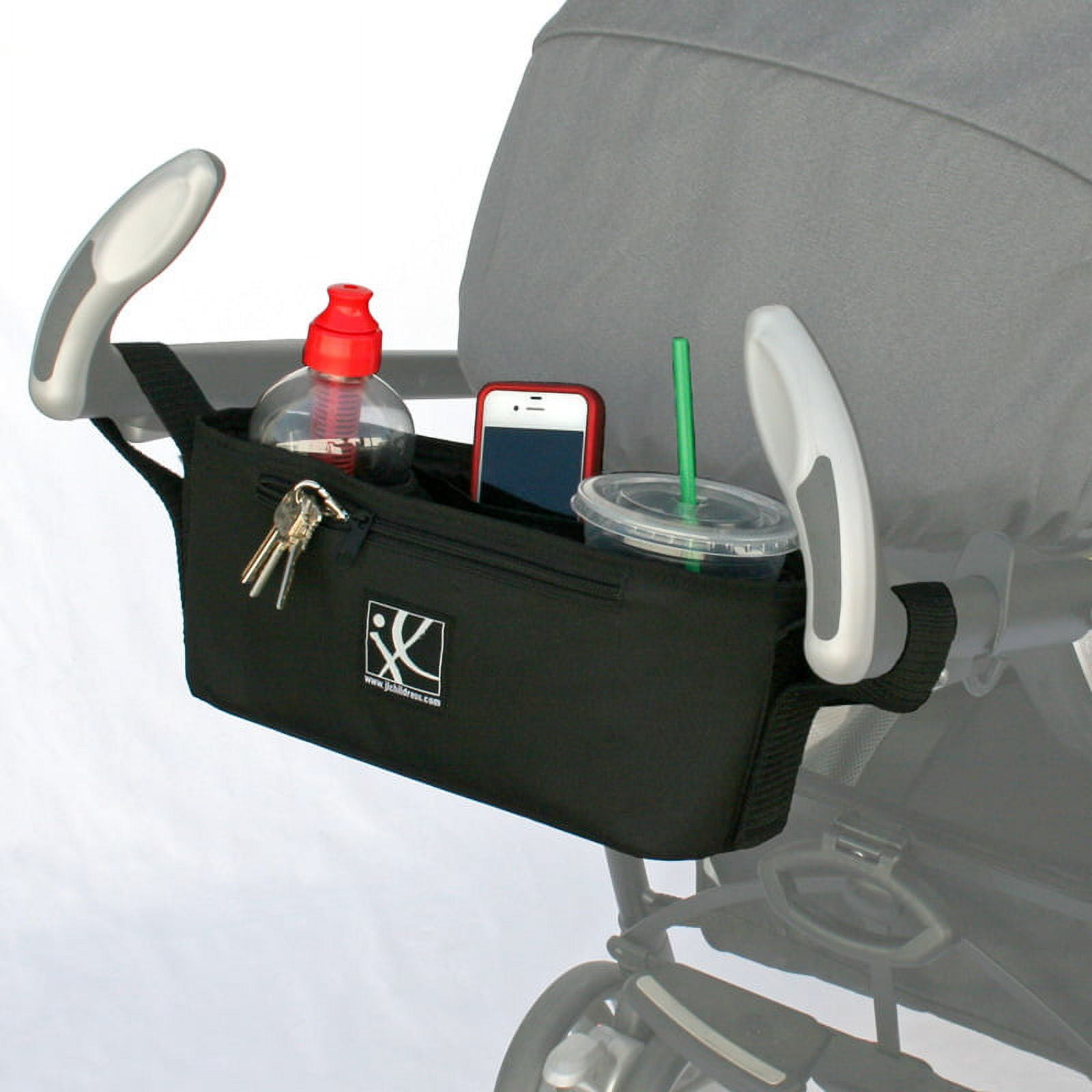 J.L. Childress Cargo 'N Drinks Parent Tray, Universal Stroller Organizer, Stroller Accessory with Cup Holders - Black