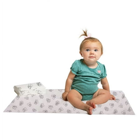 Disney Baby by J.L. Childress Disposable Changing Pads for Babies - Diaper Changing Table Covers, 24 pack - Mickey & Minnie Mouse