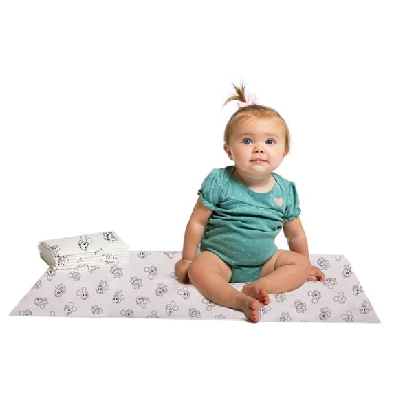 Disney Baby by J.L. Childress Disposable Changing Pads for Babies - Diaper Changing Table Covers, 24 pack - Mickey & Minnie Mouse