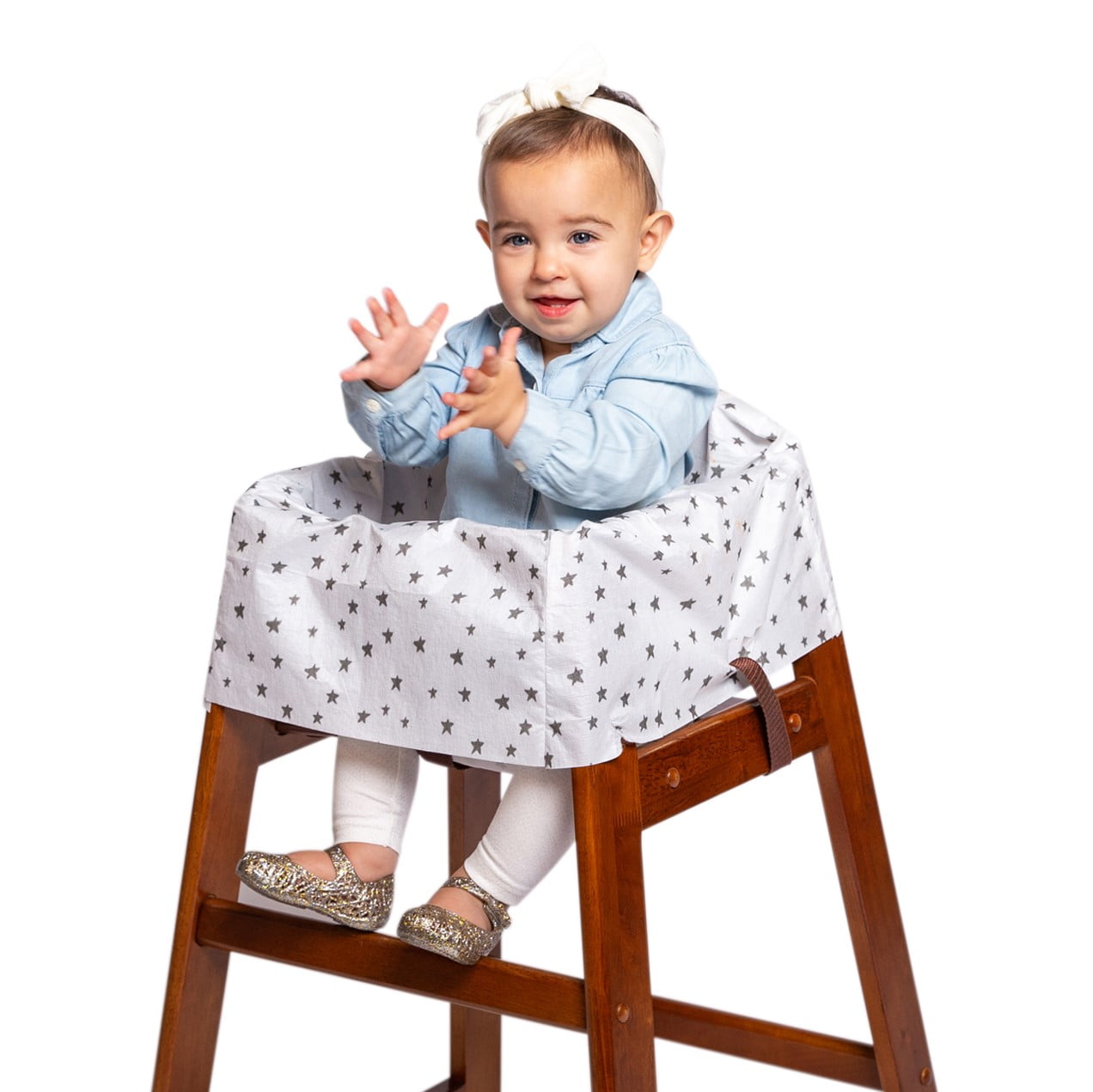 J.L. Childress Disposable Restaurant High Chair Covers, 12 Count - Stars/Hearts/Arrows