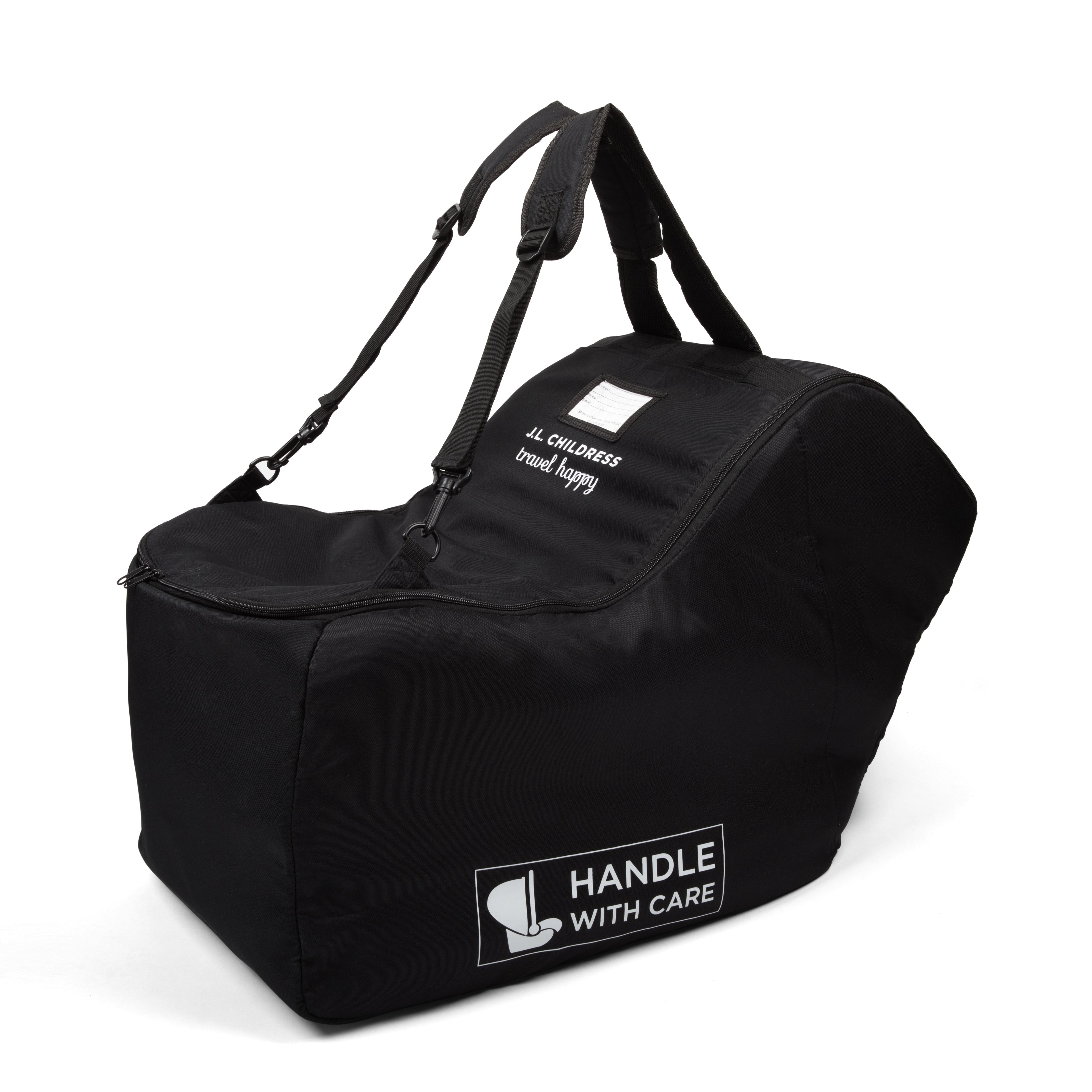 J.L. Childress Premier Padded Infant Car Seat Travel Bag, Zipper. Black with AirTag Holder. One.