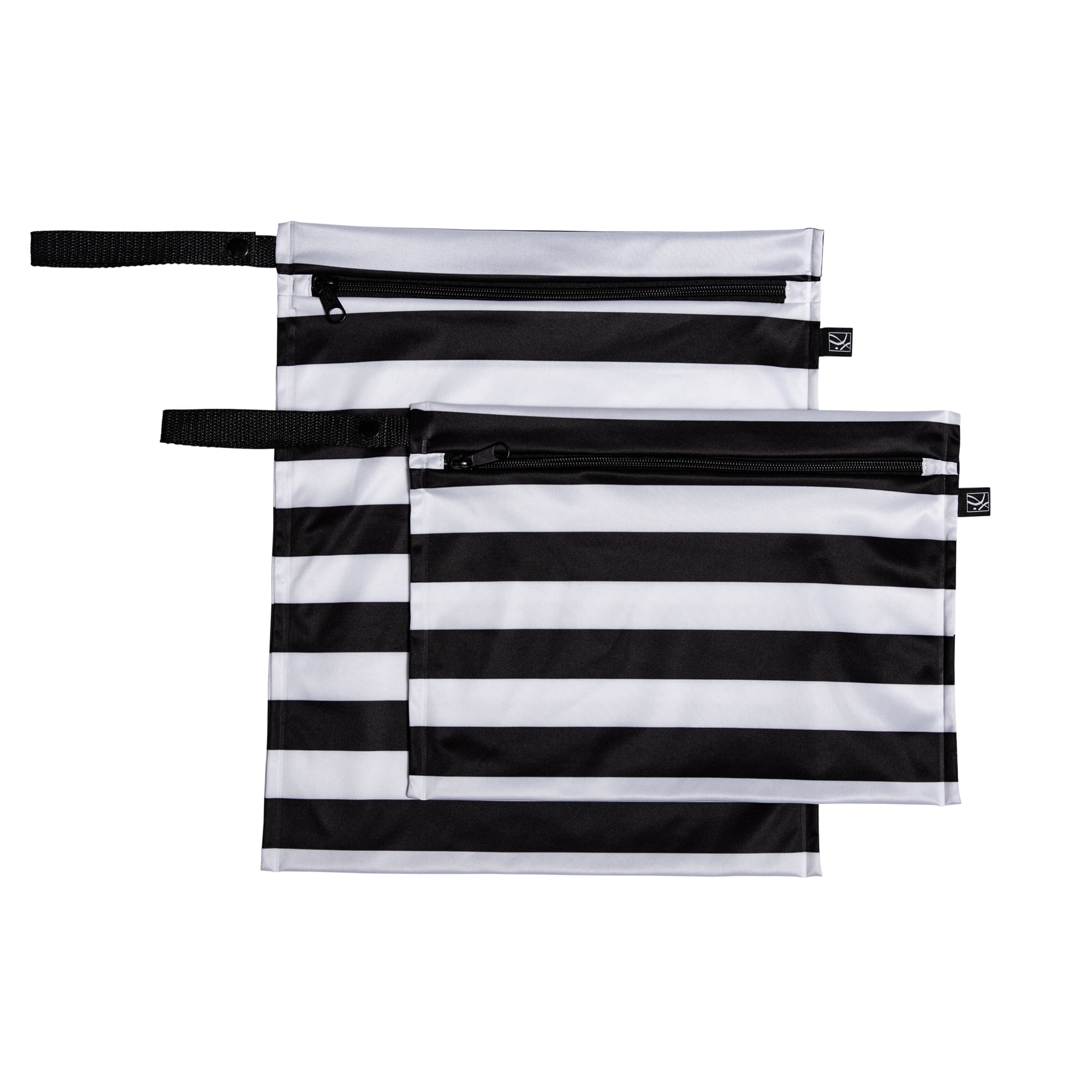 J.L. Childress Wet-to-Go Portable Wet and Dry Bags - Waterproof and Leakproof - Black/White Stripe