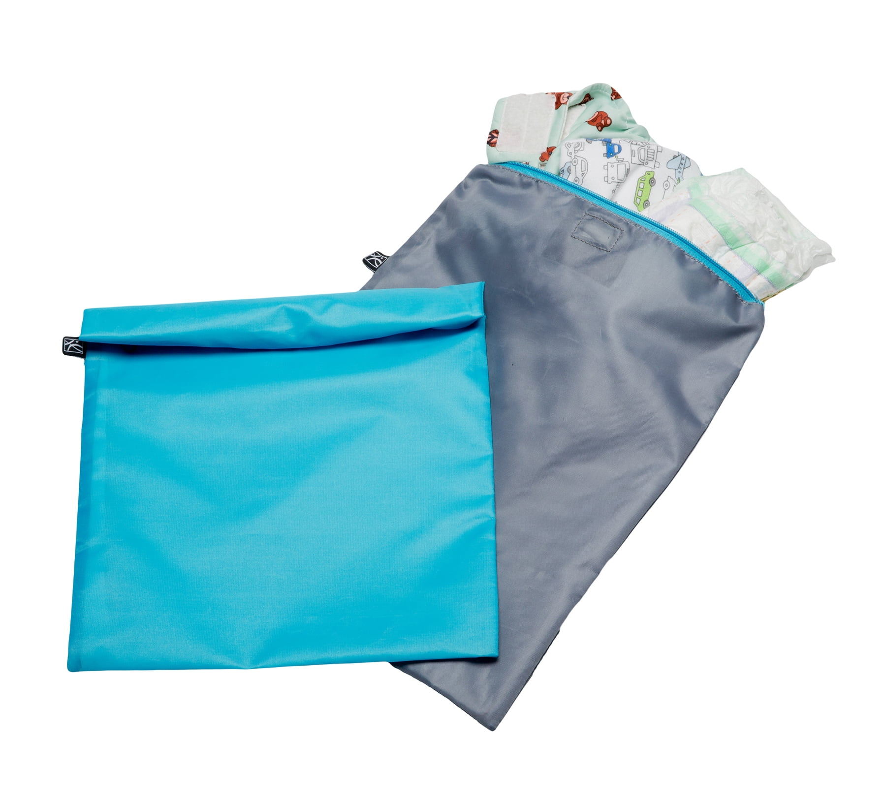 J.L. Childress Wet-to-Go Portable Wet and Dry Bags - Waterproof and Leakproof - Teal/Grey