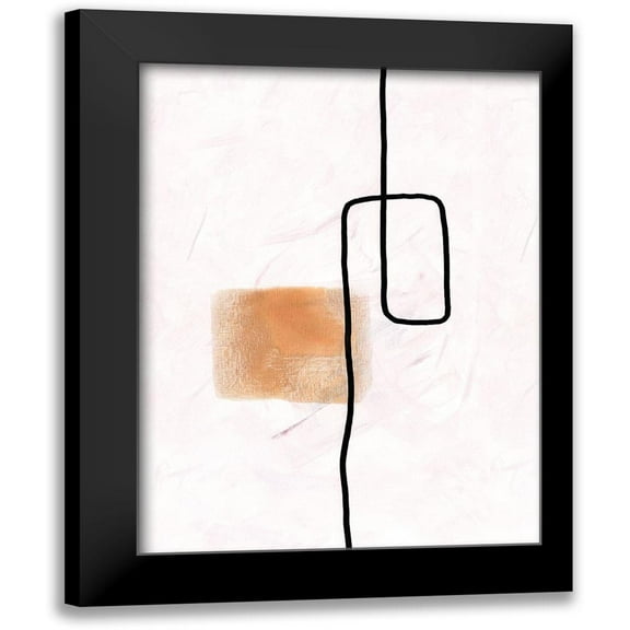 J:L Design 12x14 Black Modern Framed Museum Art Print Titled - Textured Line Gold III