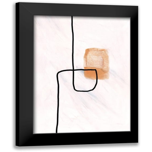 J:L Design 12x14 Black Modern Framed Museum Art Print Titled - Textured Line Gold I