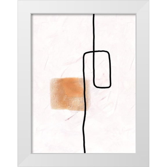J:L Design 12x14 White Modern Wood Framed Museum Art Print Titled - Textured Line Gold III