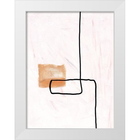 J:L Design 12x14 White Modern Wood Framed Museum Art Print Titled - Textured Line Gold II