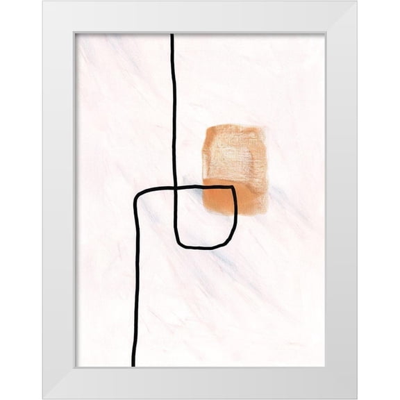 J:L Design 12x14 White Modern Wood Framed Museum Art Print Titled - Textured Line Gold I