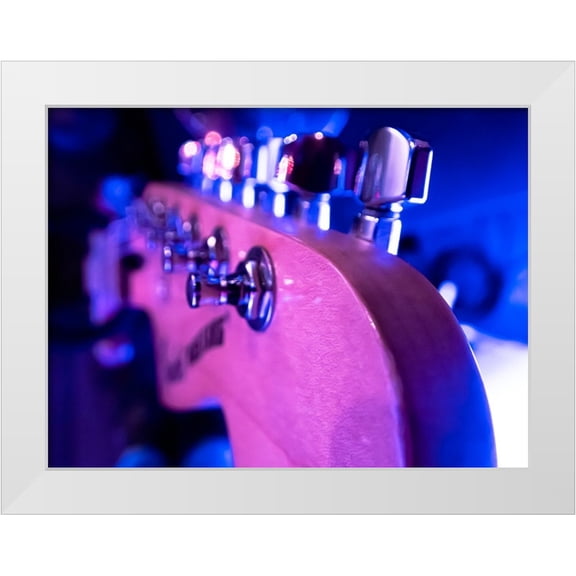 J:L Design 32x25 White Modern Wood Framed Museum Art Print Titled - Guitar Keys