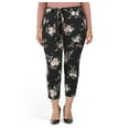 thumbnail image 1 of J&L WHITE Women's Plus High Rise Floral Print Techno Crepe Tie Belt Pull On Pants-Black / 1X, 1 of 3