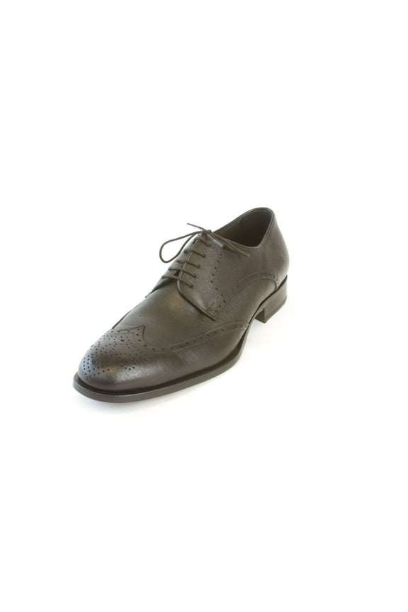 J. LINDEBERG Men's Brogue 5 Saffiano Leather Shoes, Dark Brown, 8