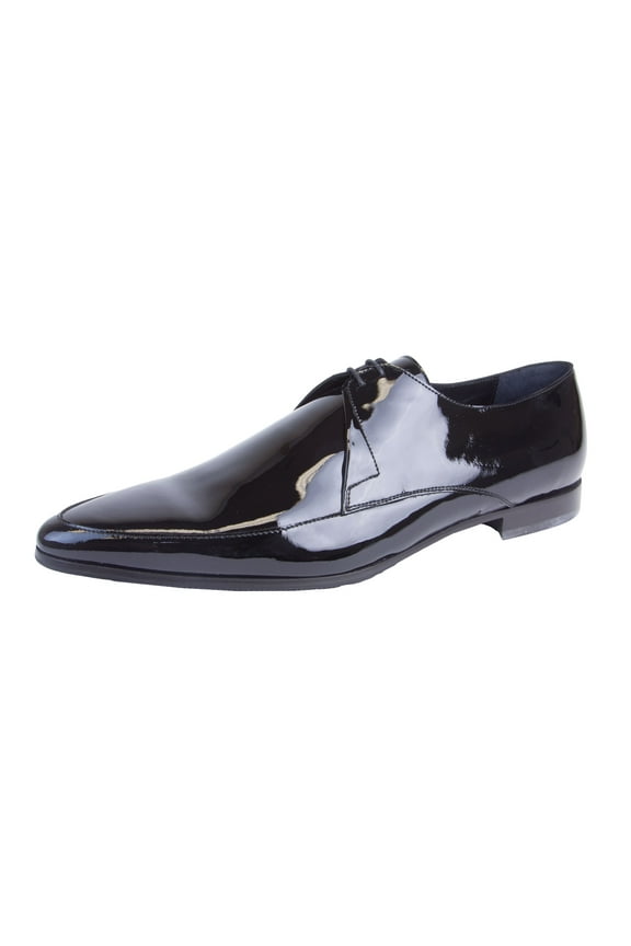 J. LINDEBERG Men's Shiny Pointed Dress Shoes, Black, 11