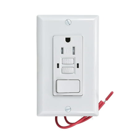 J.LUMI GFC2201 Self-Test Tamper Resistant GFCI Outlet and Switch, 15 Amp 120V AC, Wall Plated Included, White, ETL listed