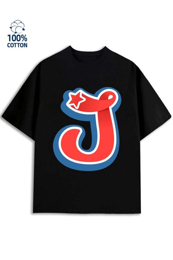 J Logo Tee for men 180G 100% Cotton black Trendy Unisex Shirt Short Sleeve tshirts Classic Unisex Shirt Short Sleeve tshirts Funny Unisex Shirt Crewneck tshirts Basic Unisex Shirt Graphic tshirts