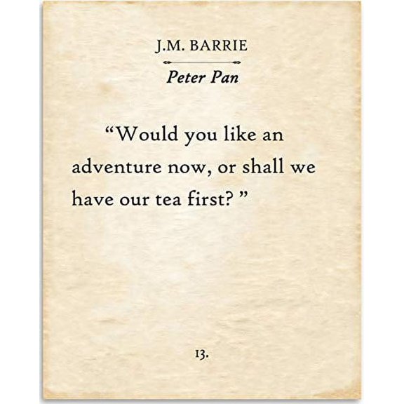 J.M. Barrie - Would You Like An Adventure Now - Peter Pan - Book Page Quote Art Print - 11x14 Unframed Typography Book Page Print - Great Gift for Book Lovers