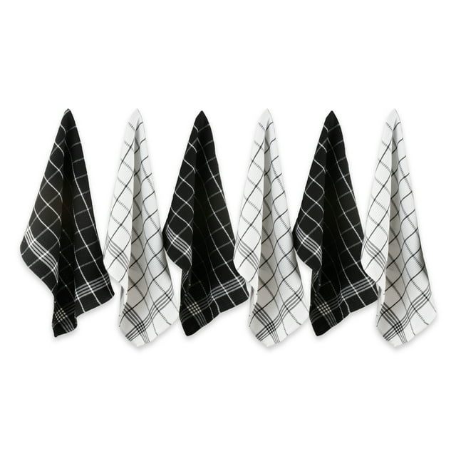 J&M Black Waffle Weave Dishtowel (Set of 6)