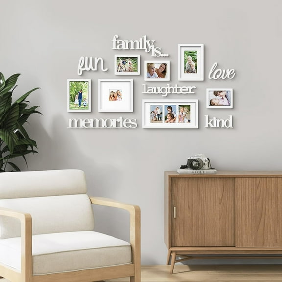 J.M.Deco 13 Pack Photo Frame, 9 Slots Reunion Family Memory Picture Frame Selfie 3D Design Gallery Collage Wall Hanging for 6x4 Photo, 5x7 Photo, 4x4 Photo, White