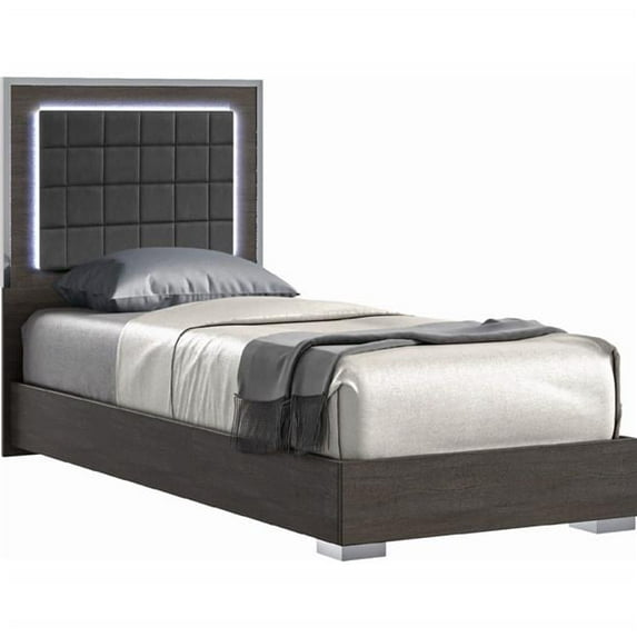 J & M Furniture 15544-T 43 x 78 x 51 in. Alice Twin Size Bed, Matte Gray