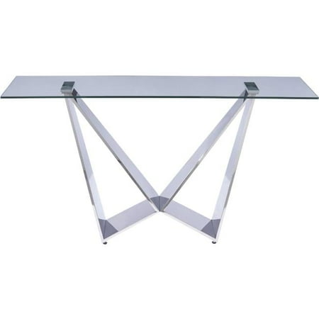 J&M Furniture 17271 MC Harmony Console Table, Chrome & Tempered Glass