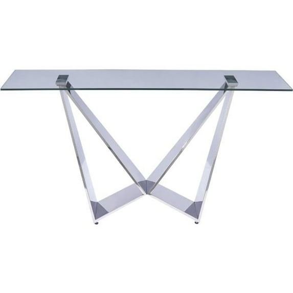 J&M Furniture 17271 MC Harmony Console Table, Chrome & Tempered Glass
