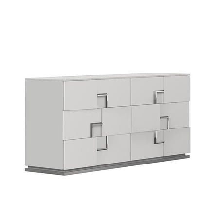 J & M Furniture 17441-D 32 x 62 x 20.9 in. Infinity Premium Bianco Lucido Dresser, White