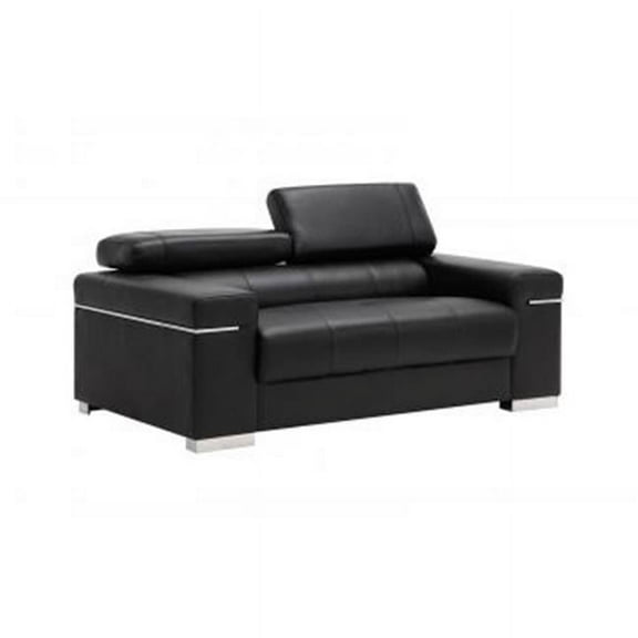 J & M Furniture 17655111-L-BK Soho Love in Black Leather