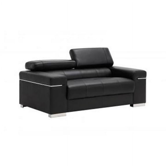 J & M Furniture 17655111-L-BK Soho Love in Black Leather