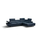 J&M Furniture 178553-RHFC A761 Italian Leather Right Hand Facing Sectional Sofa - Blue