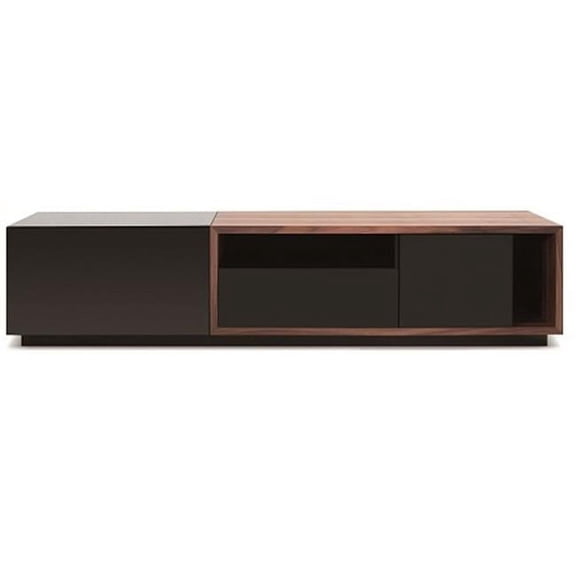 J & M Furniture 17875 TV Stand 047 in Black High Gloss & Walnut