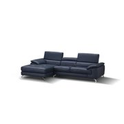 J&M Furniture 179065-LHFC A973B Italian Leather Left Facing Chaise Mini Sectional Sofa - Blue