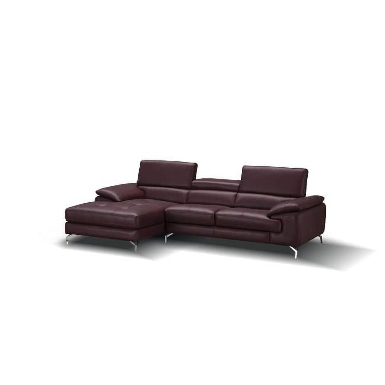 A973B Italian Leather Left Facing Chaise Mini Sectional Sofa
