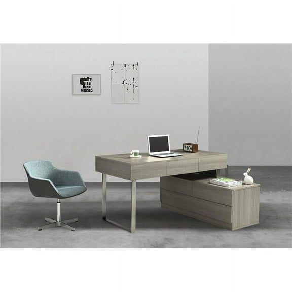 J&M Furniture 17918-GR LP KD12 Office Desk - Matte Grey - 59 x 23.5 x 30 in.
