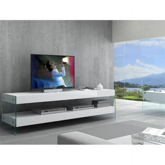 J & M Furniture 179701-TV Cloud TV Base - White High Gloss