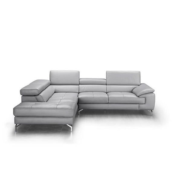 J & M Furniture 18275-LHFC Olivia Premium Leather Sectional in Left Facing Chaise - Light Grey