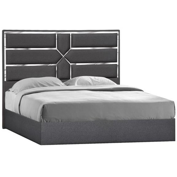 J & M Furniture 18730-K 55.5 x 80 x 83.4 in. Da Vinci King Size Bed, Charcoal